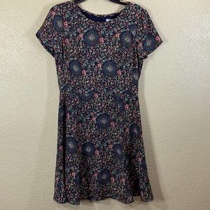 J. Crew Dress Navy Blue Pink Floral Size 4 Short Sleeve
